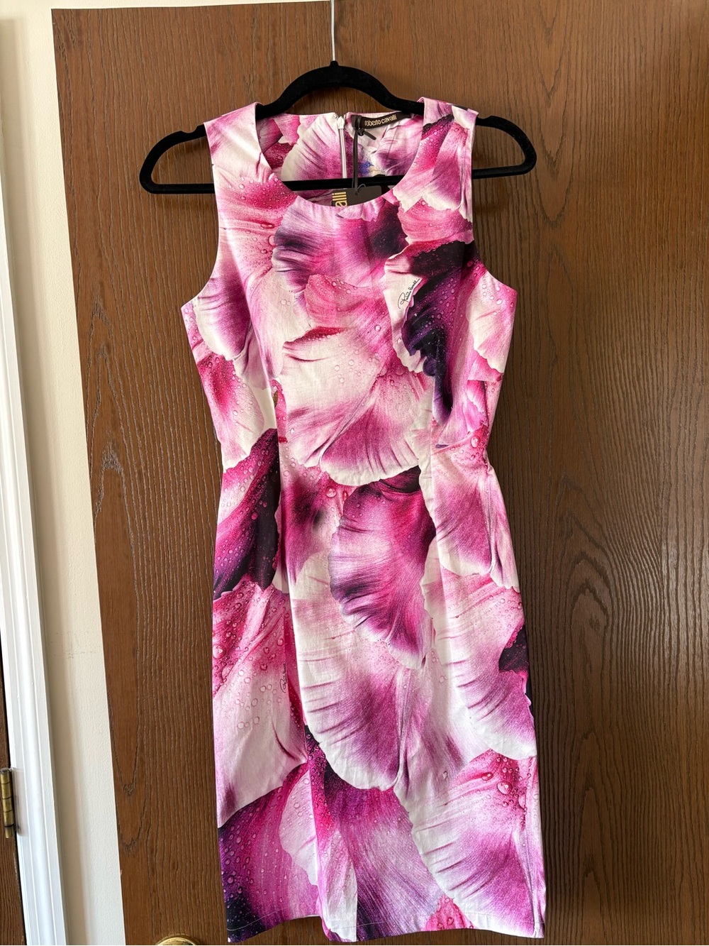 Roberto Cavalli Pink Floral Midi Sheath Dress